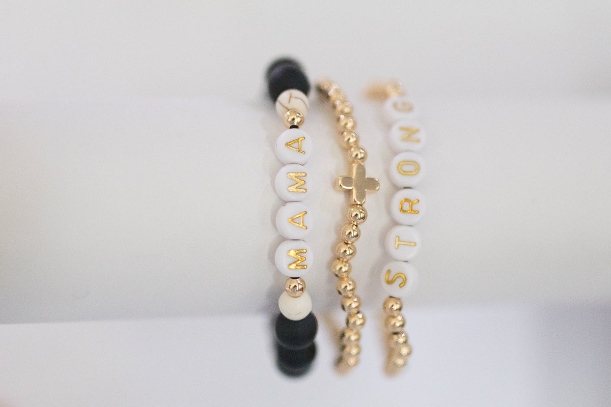 the gold bead word bracelet