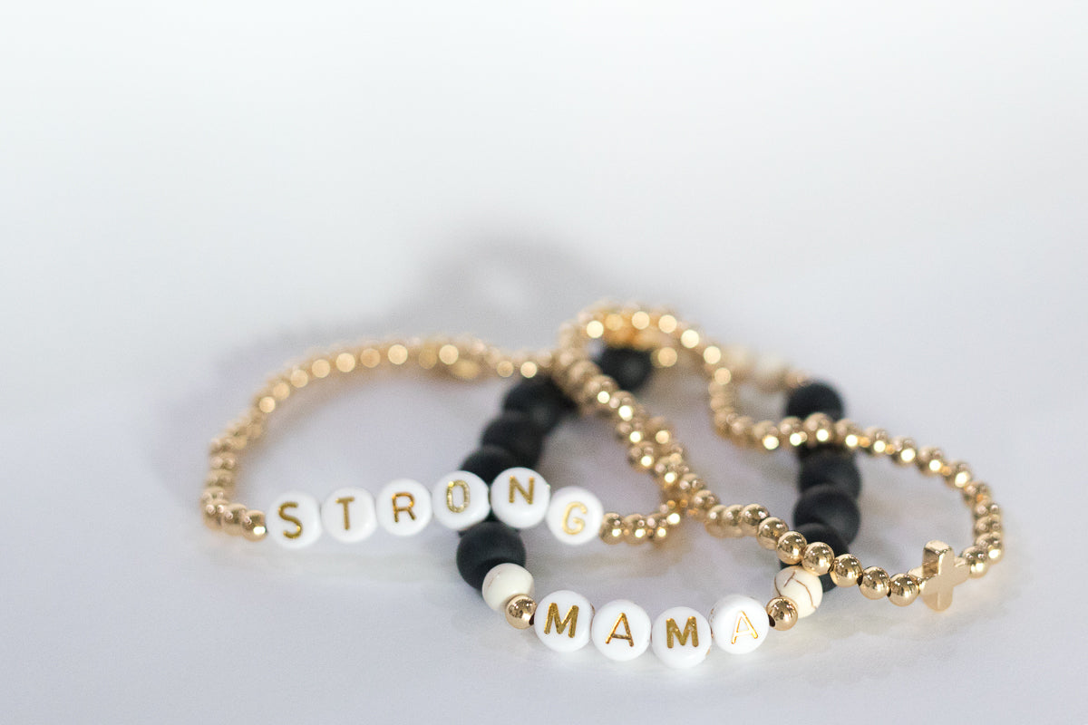 the gold bead word bracelet