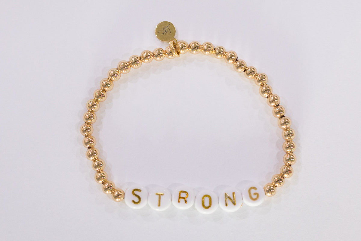 the gold bead word bracelet